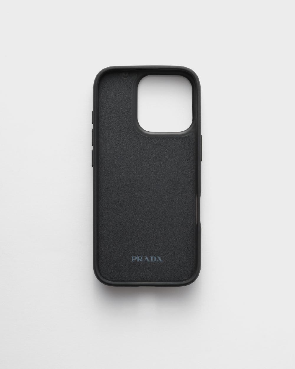 Prada Funda de piel Saffiano para iPhone 16 Pro Descuento por venta flash