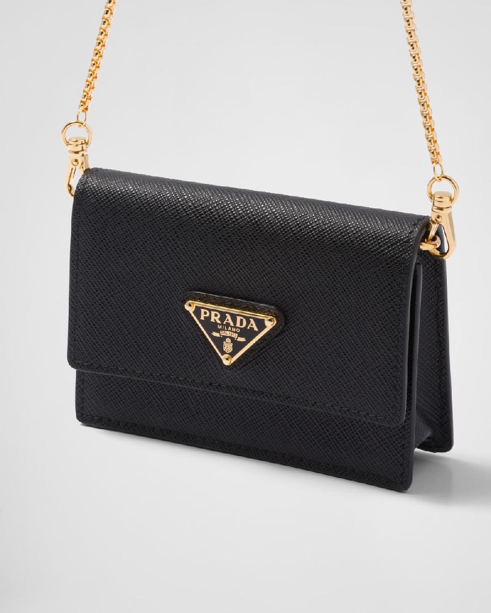 Prada Tarjetero de piel Saffiano con bandolera