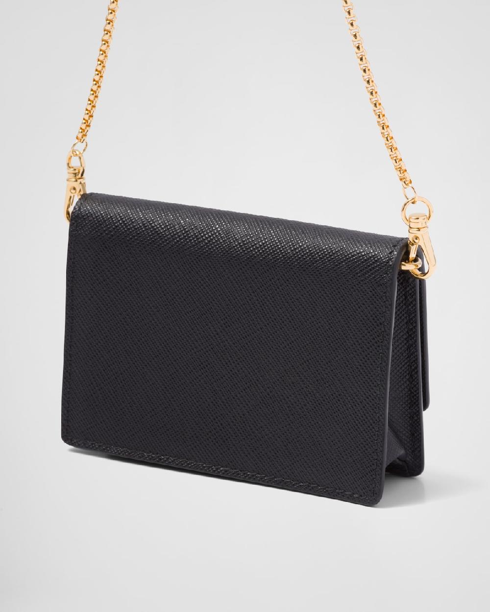 Prada Tarjetero de piel Saffiano con bandolera Rebajas