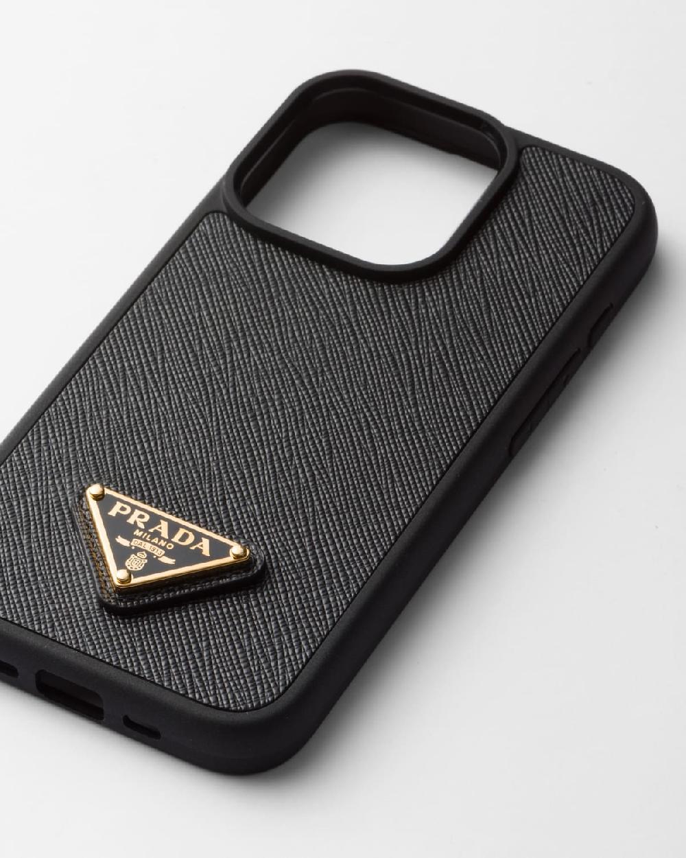 Prada Funda para iPhone 15 Pro de piel Saffiano Ventas relámpago