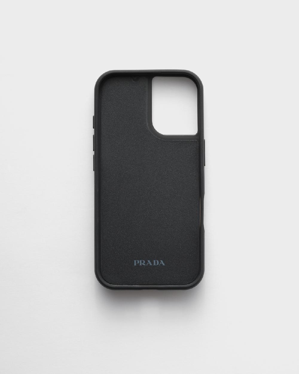 Prada Funda de piel Saffiano para iPhone 16 Liquidación