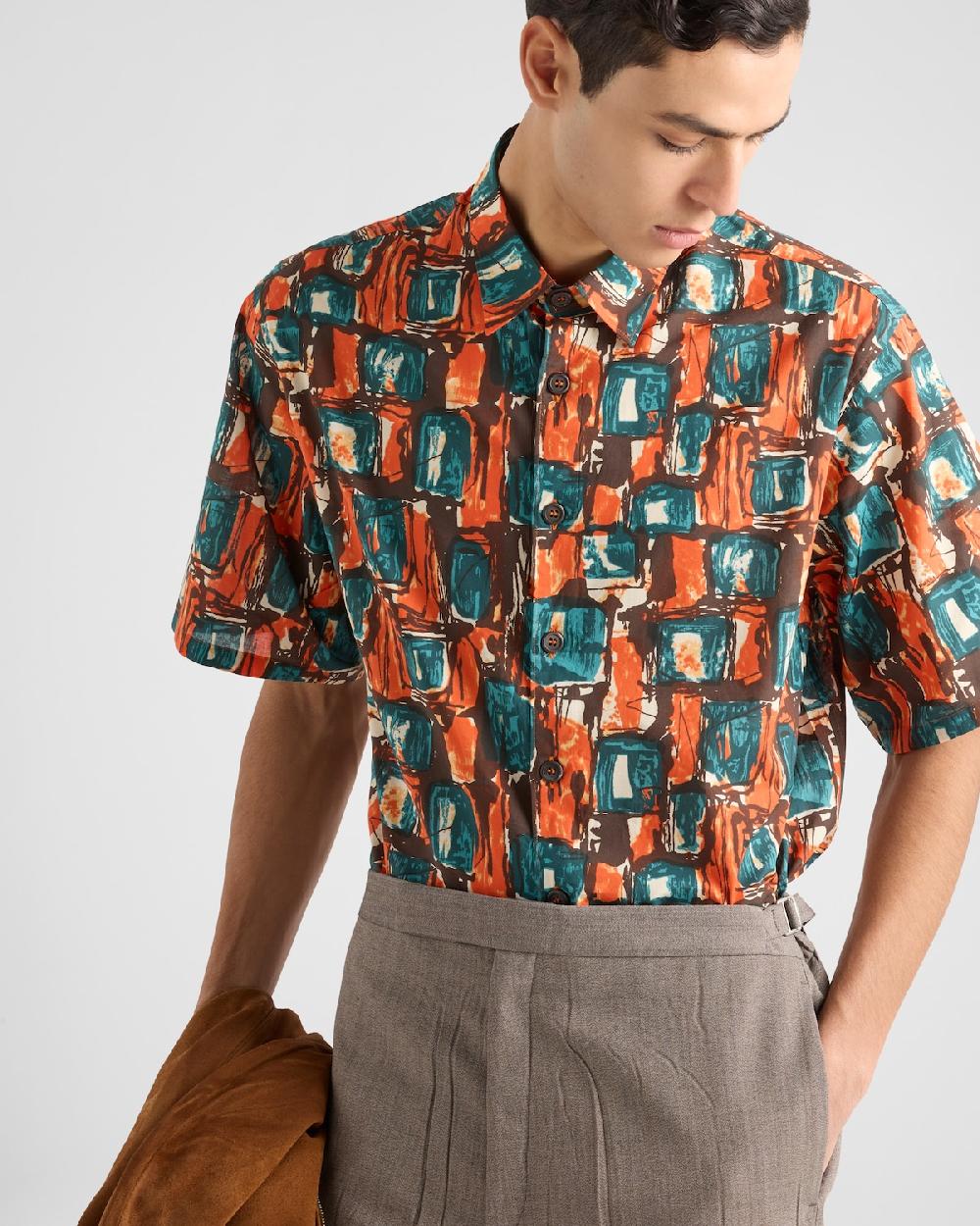 Prada Camisa de algodón de manga corta Rebajas top