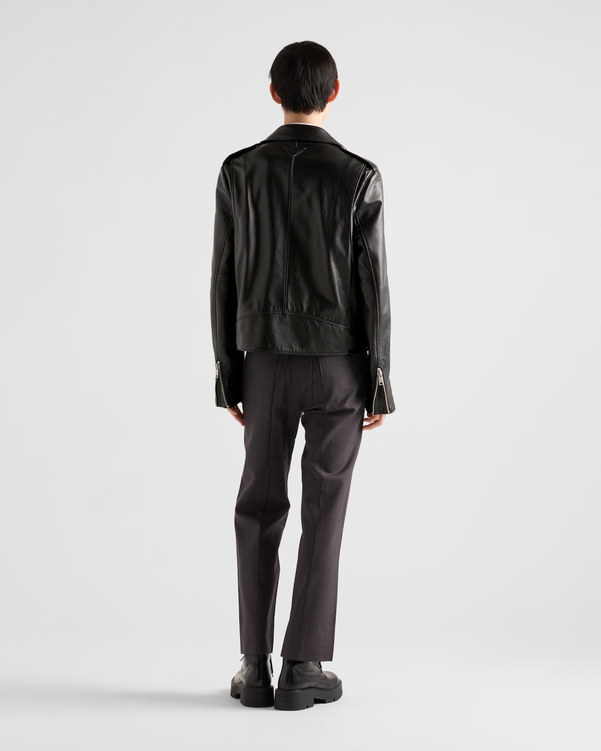Prada Chaqueta biker de piel Liquidación