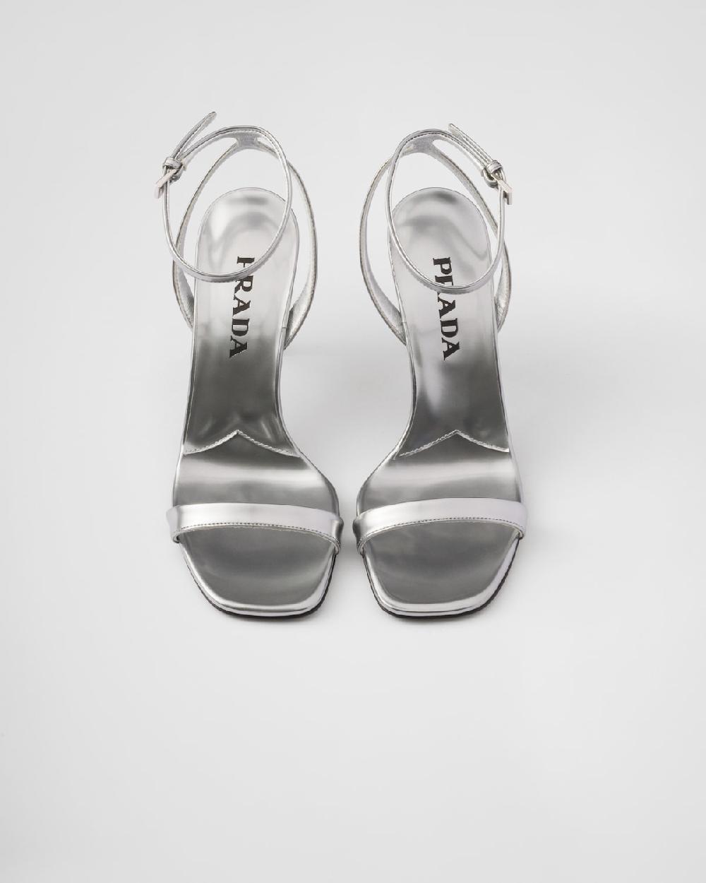 Prada Sandalias de piel metalizada En línea
