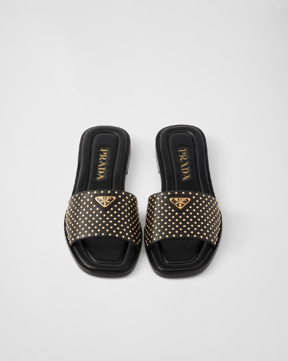 Prada Sandalias planas de piel de napa Rebajas