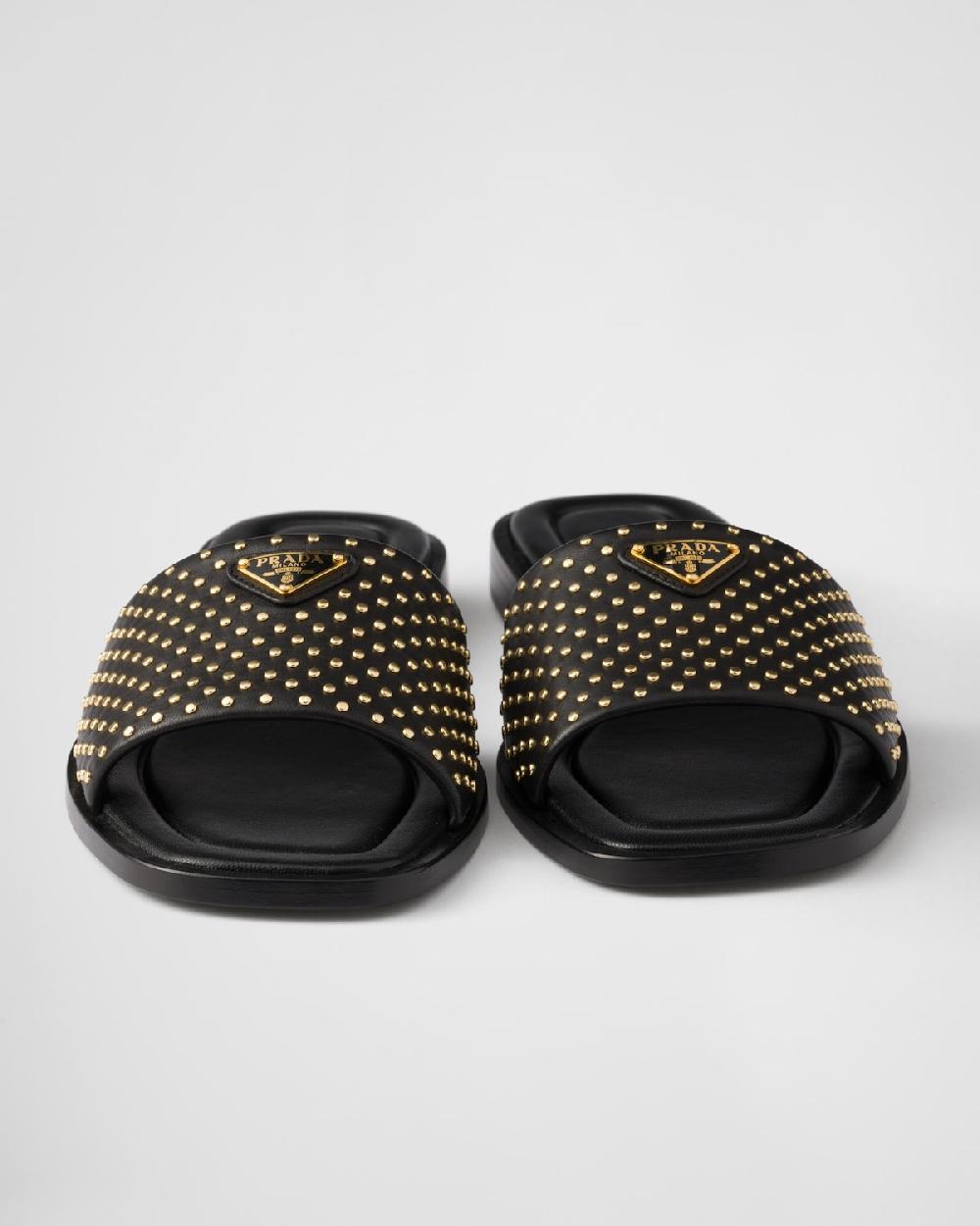 Prada Sandalias planas de piel de napa Rebajas