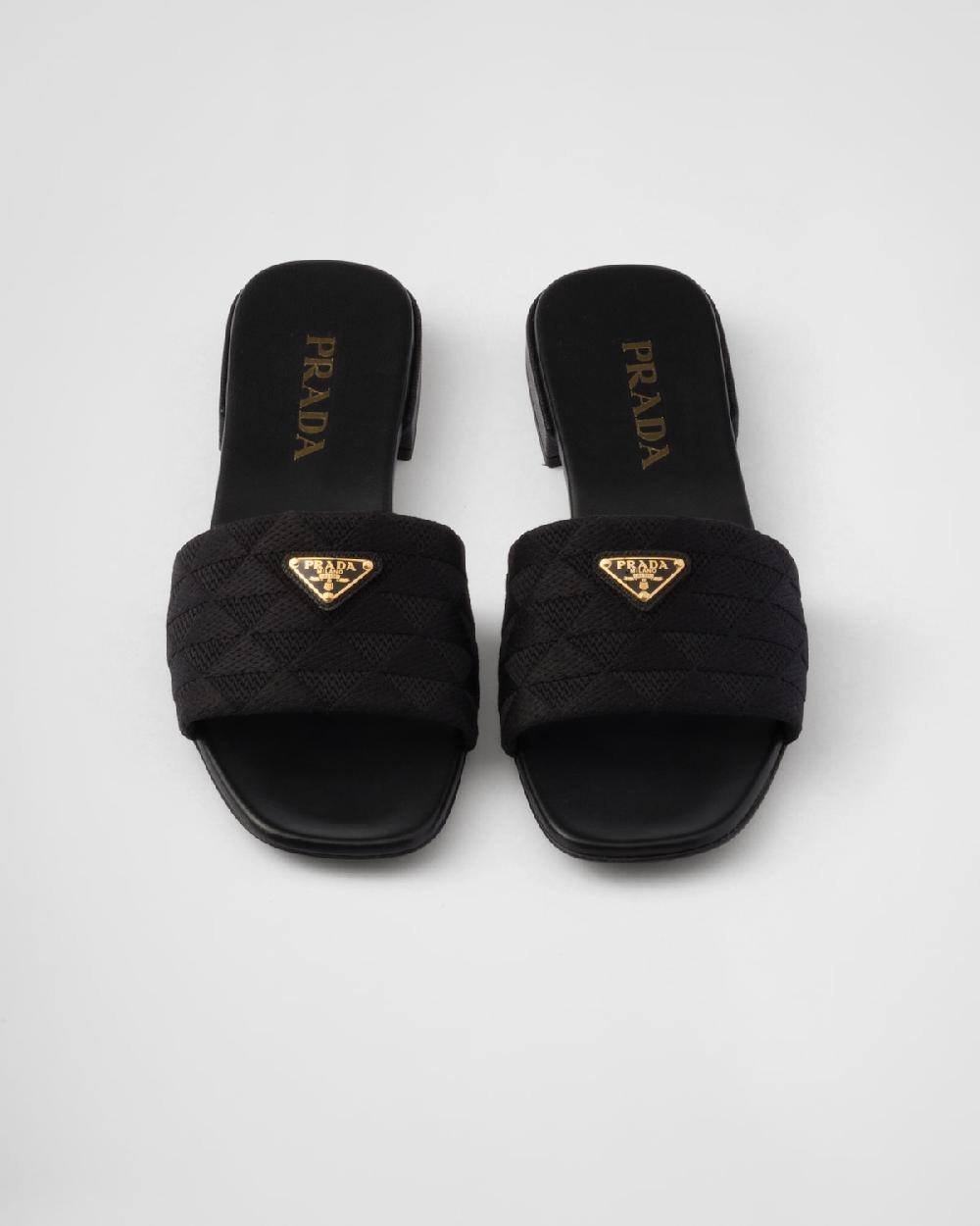 Prada Sandalias planas de tela bordada Los más vendidos