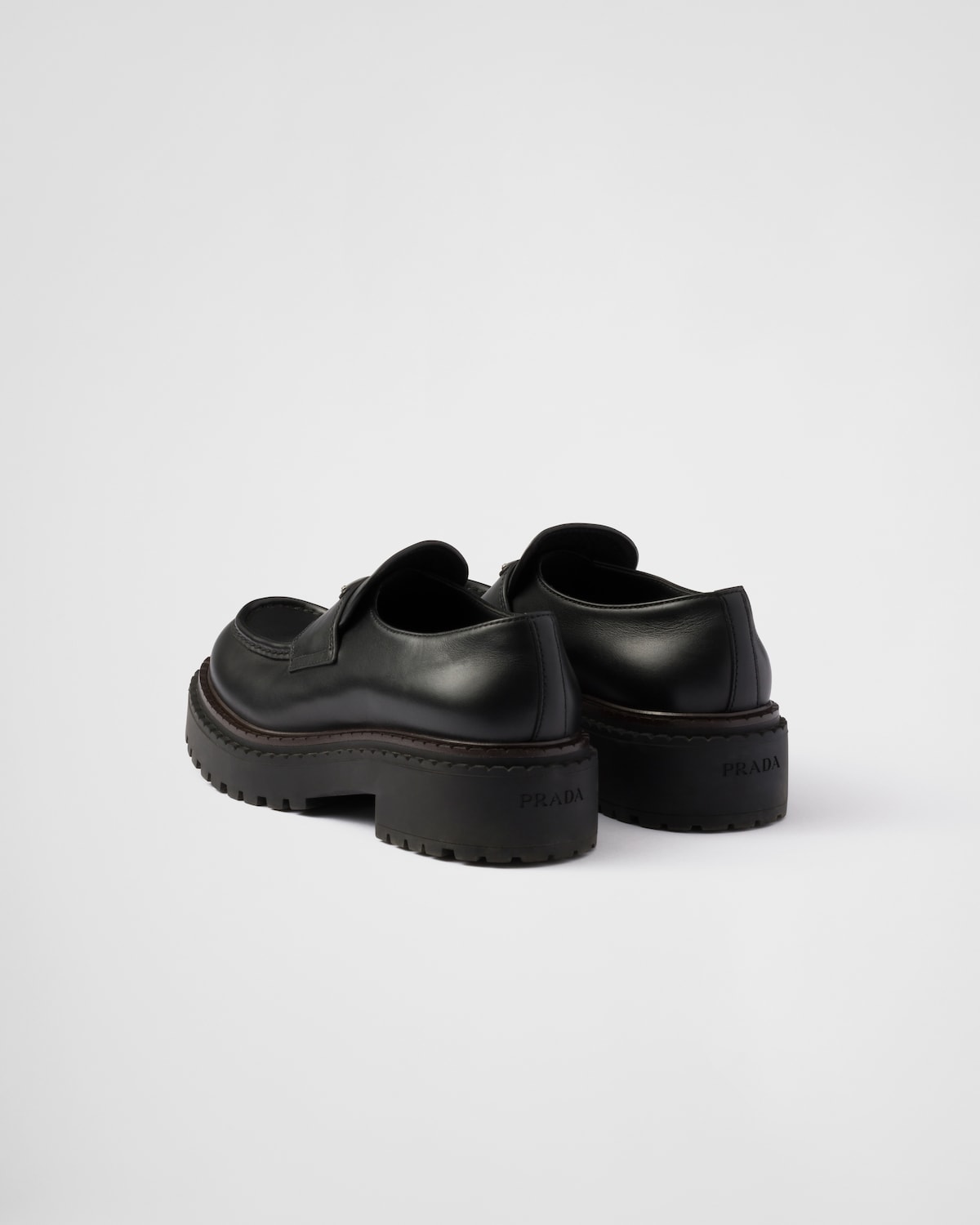 Prada Mocasines Double Chocolate de piel Rebajas top