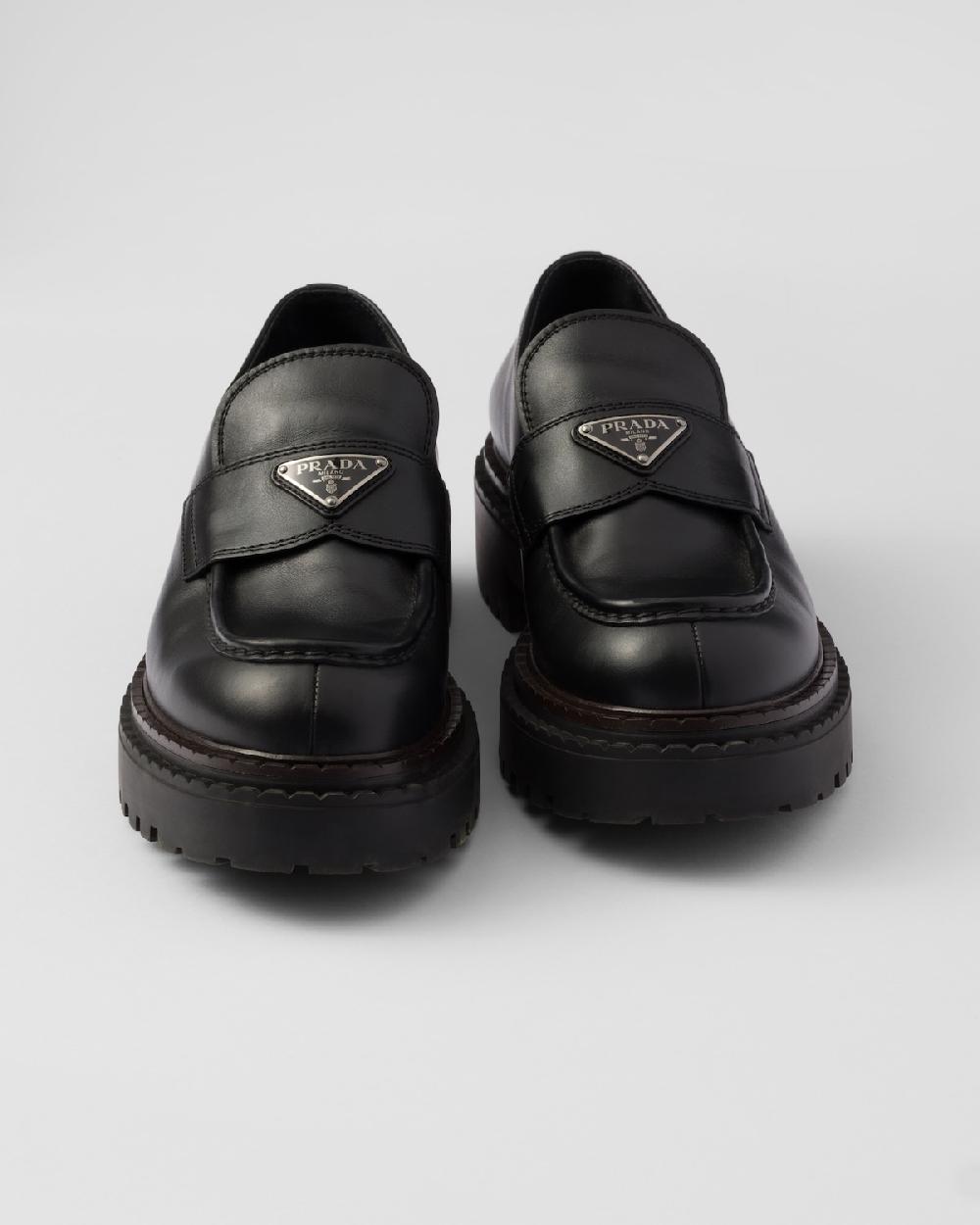 Prada Mocasines Double Chocolate de piel Rebajas top