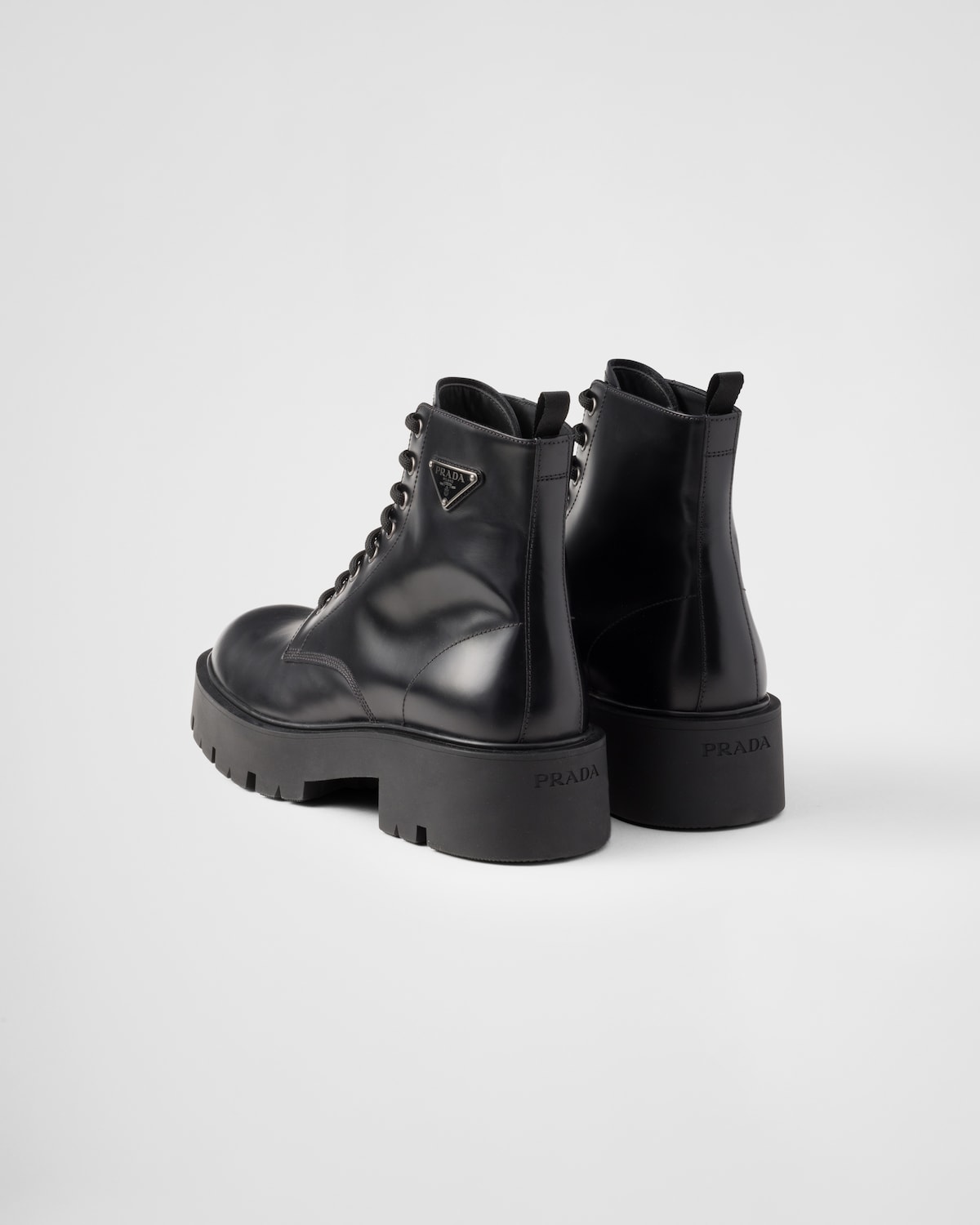 Prada Botas militares de piel cepillada Promoción por tiempo limitado