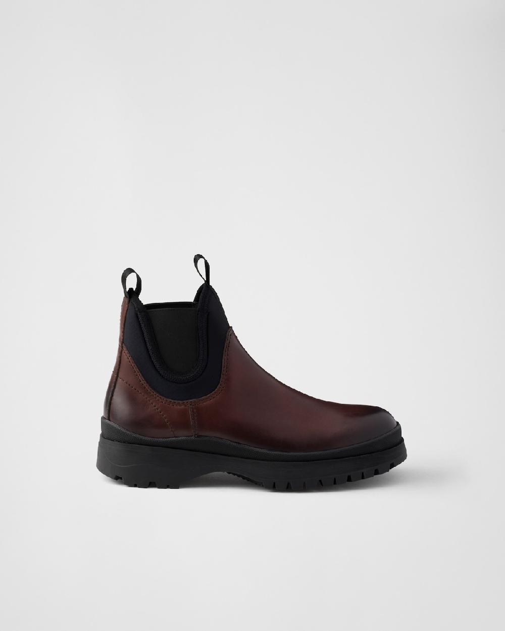 Prada Botas Chelsea de piel y tejido elástico