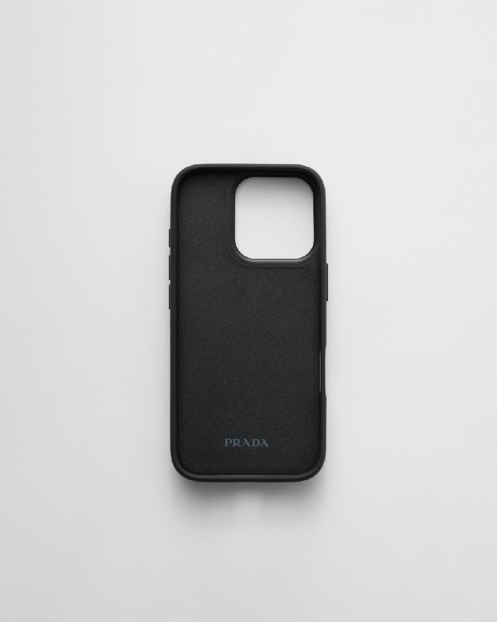 Prada Funda para iPhone 16 Pro de piel Saffiano Grandes descuentos
