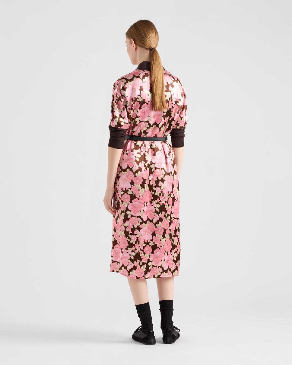 Prada Vestido midi de satén bordado Envío gratis