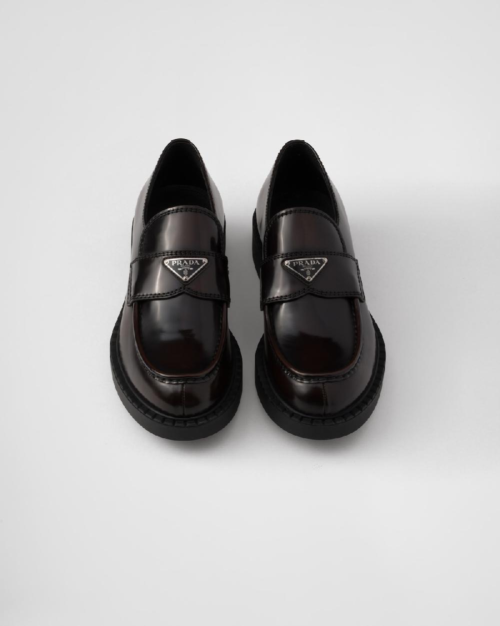 Prada Mocasines Chocolate de piel cepillada Oferta especial de fábrica
