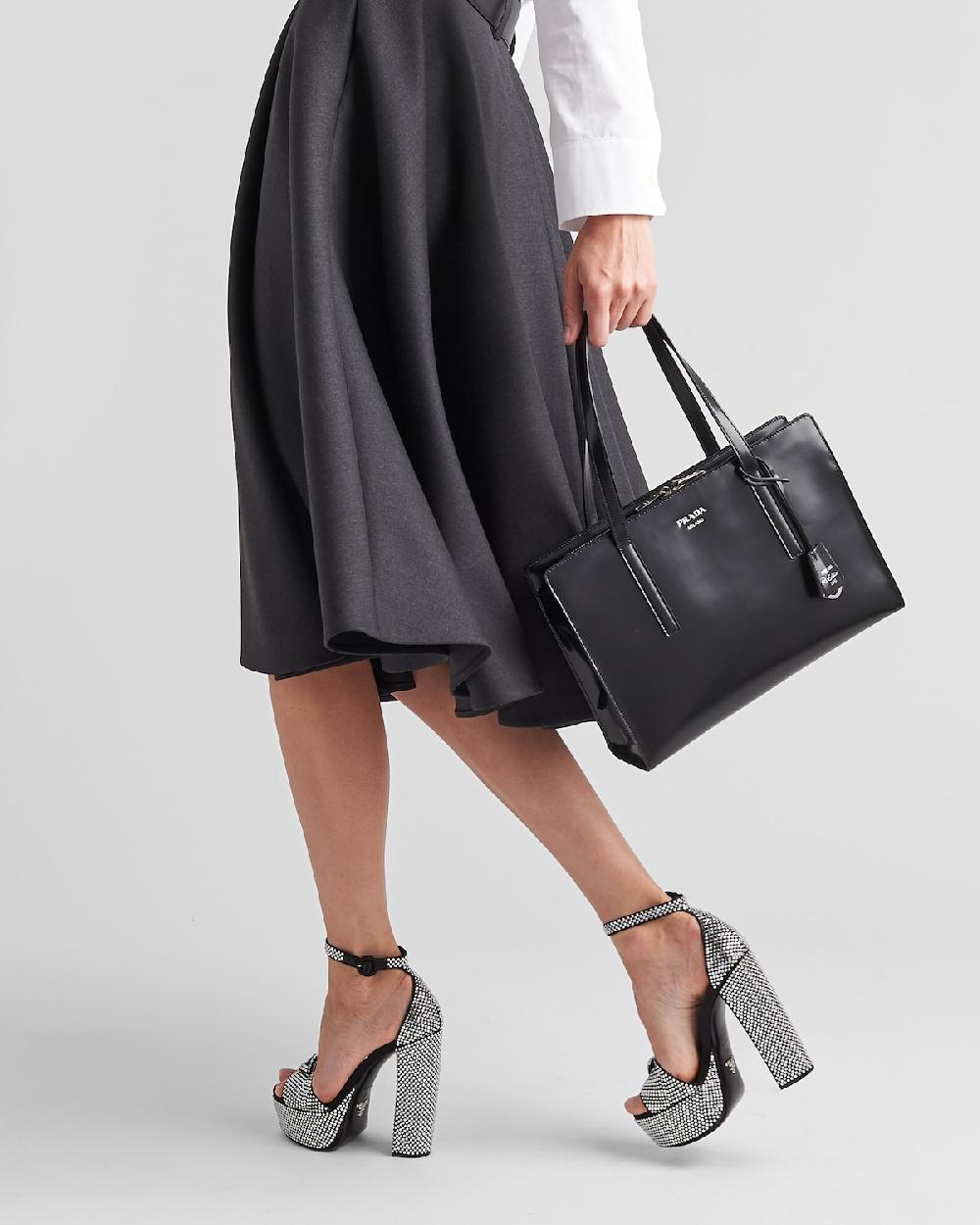 Prada Sandalias de satén con plataforma y cristales Precio ultrabajo