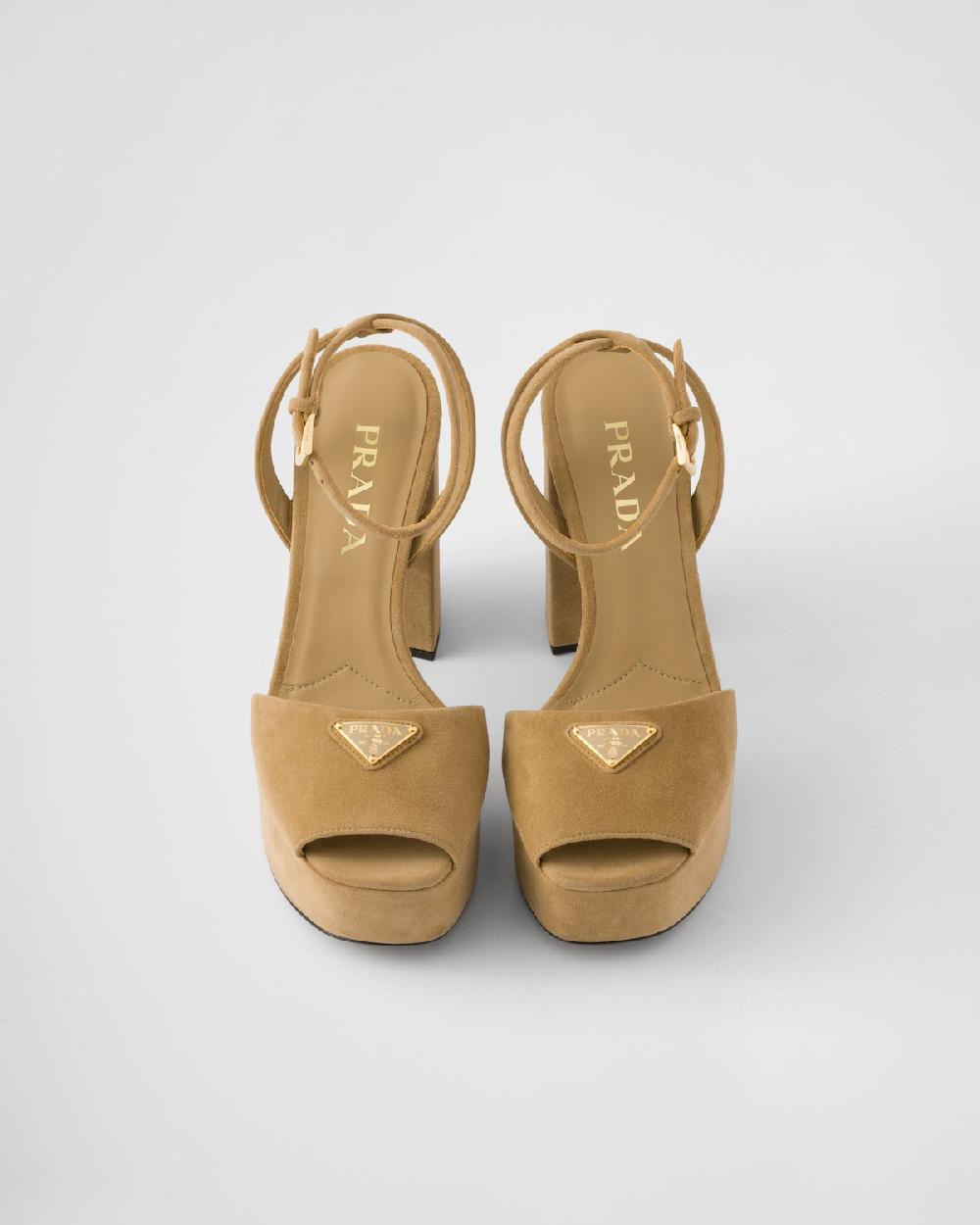 Prada Sandalias de ante con plataforma En línea