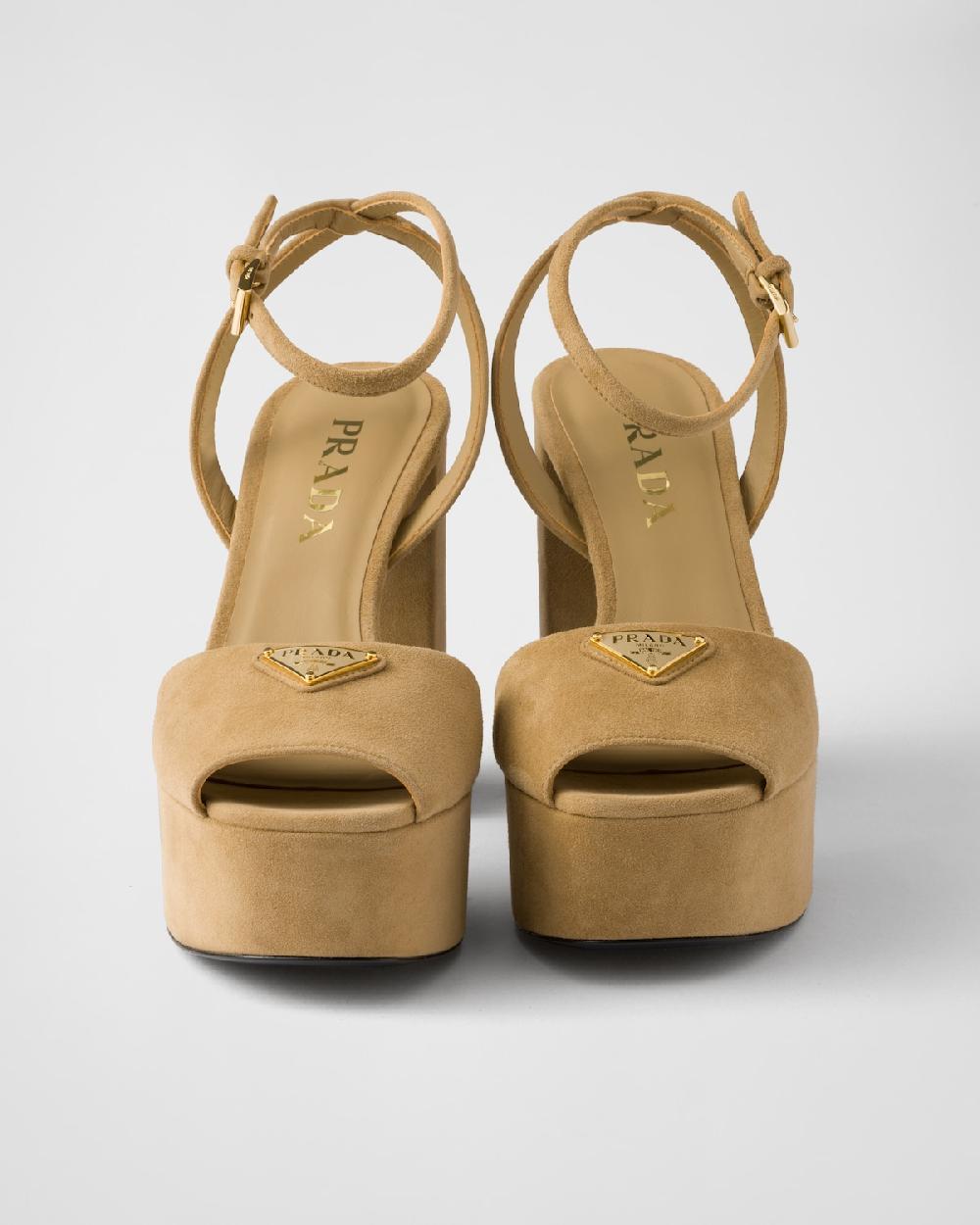 Prada Sandalias de ante con plataforma En línea