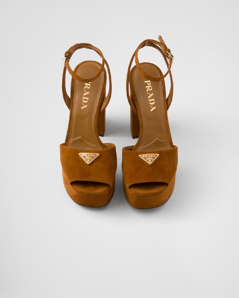 Prada Sandalias de ante con plataforma Outlet