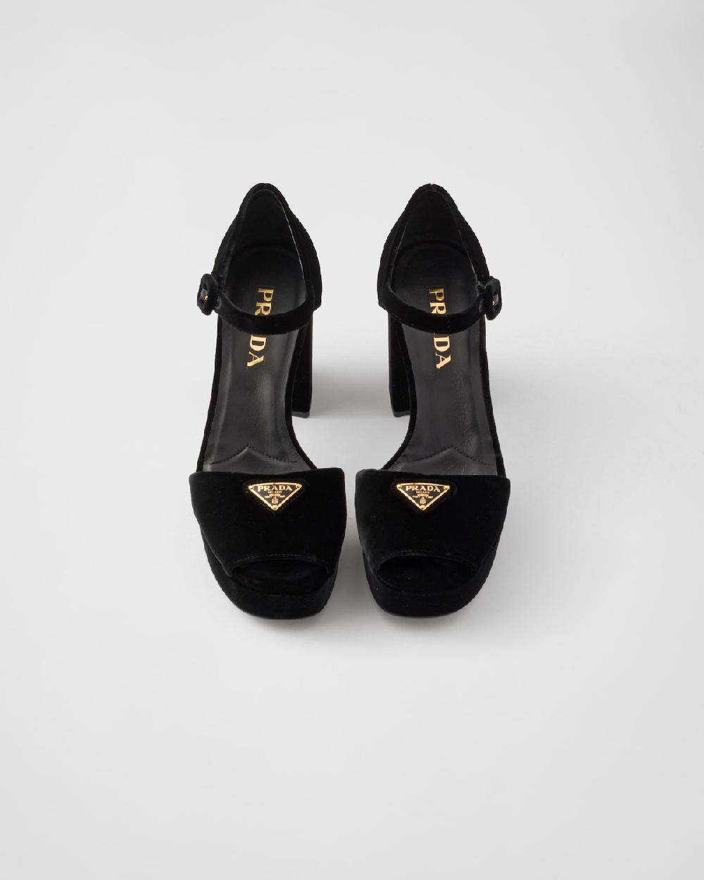 Prada Sandalias de plataforma de terciopelo Outlet online