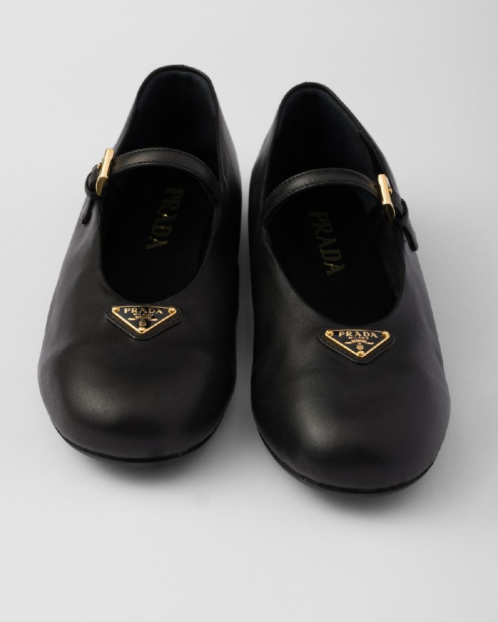 Prada Bailarinas de piel de napa Venta caliente