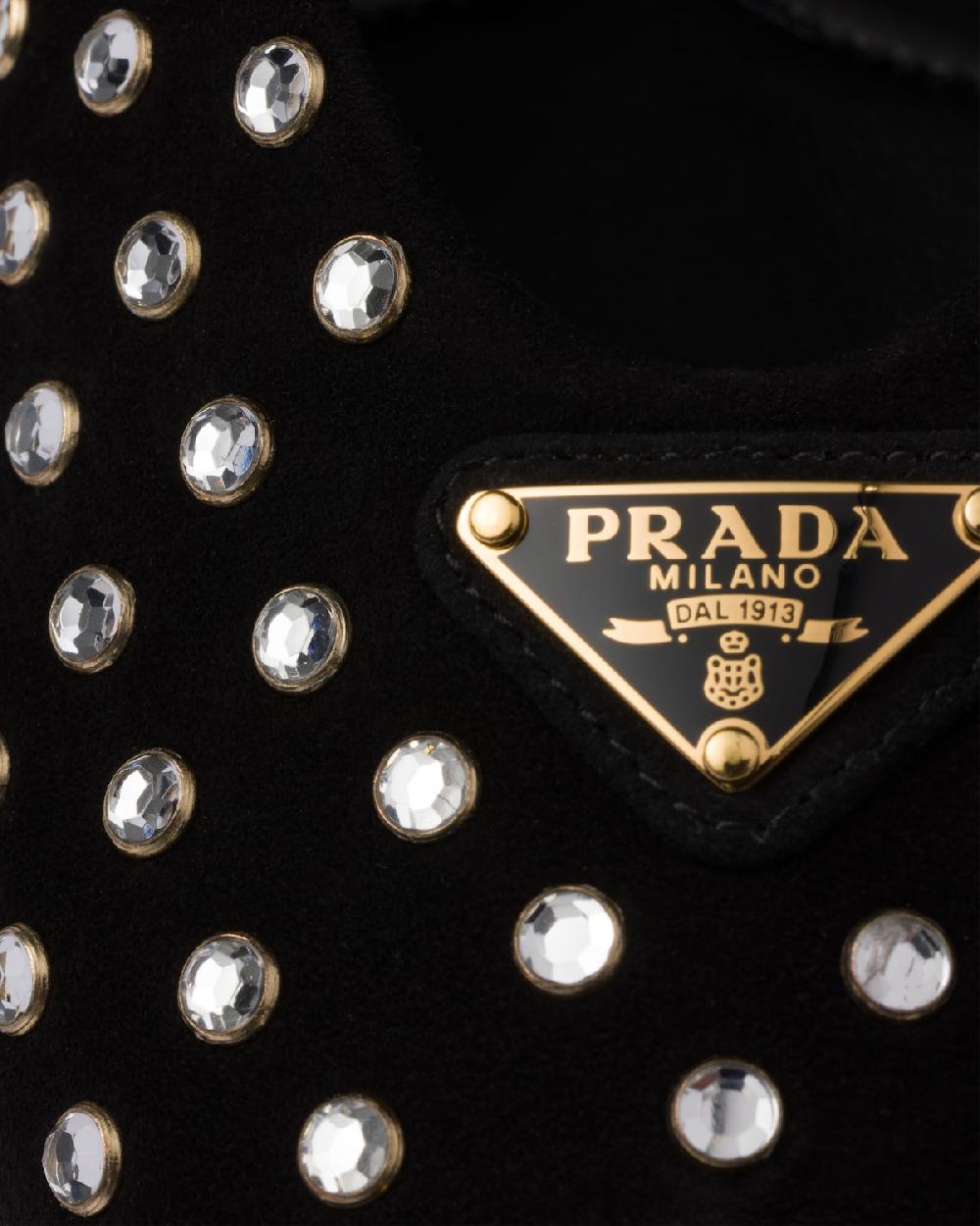 Prada Bailarinas de ante con cristales Rebajas de fábrica