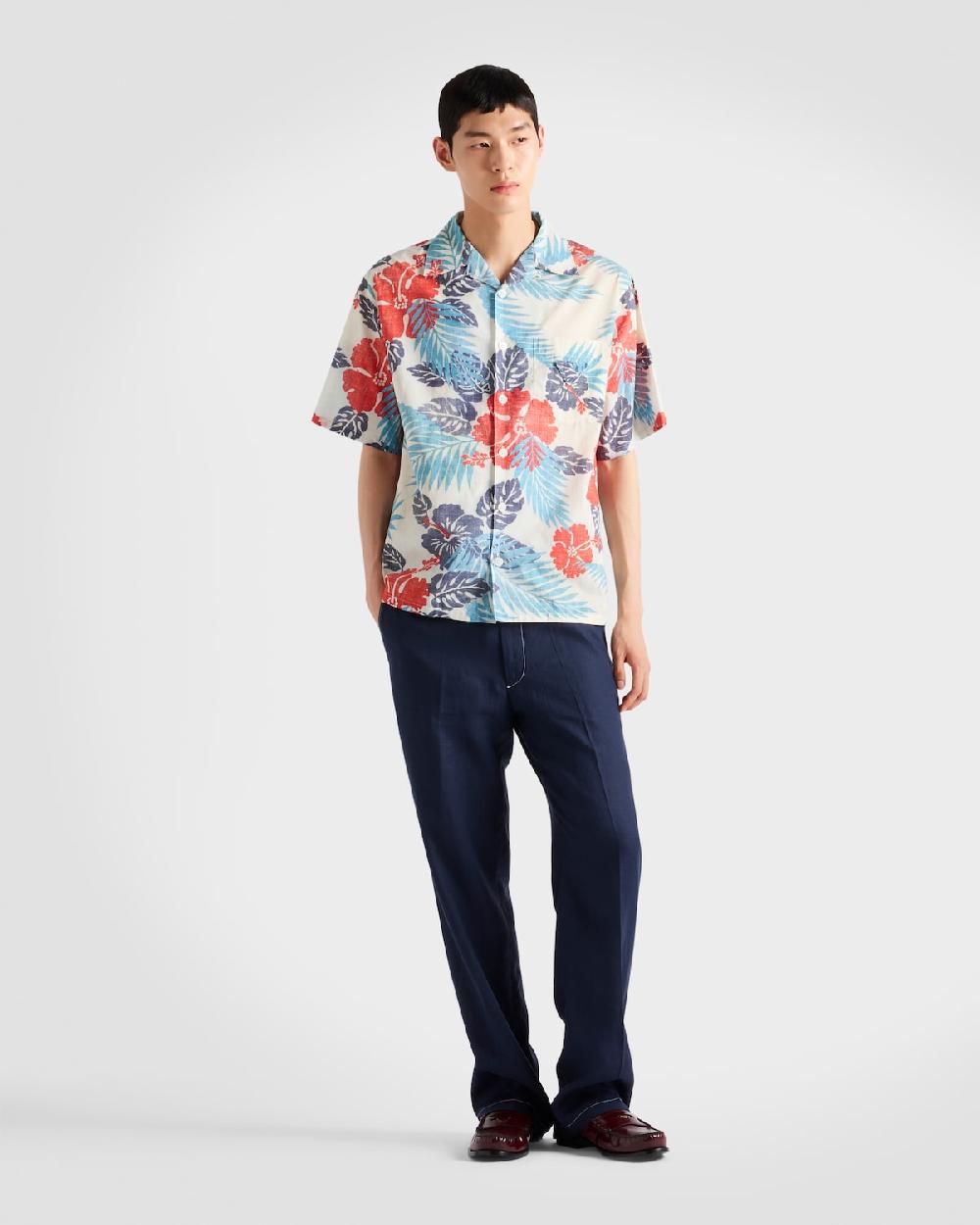Prada Camisa de bolera en algodón estampado Rebajas top