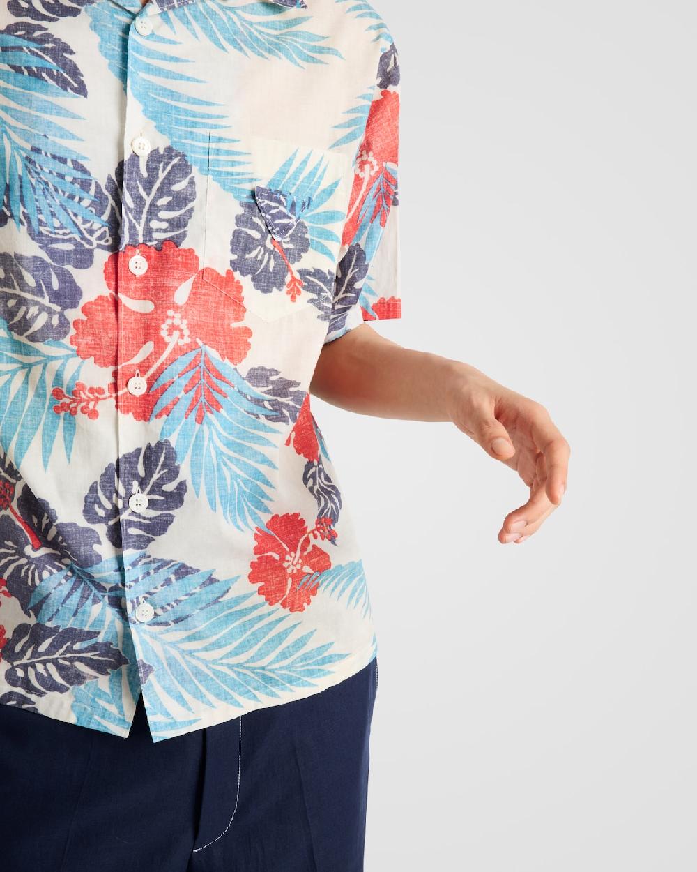Prada Camisa de bolera en algodón estampado Rebajas top