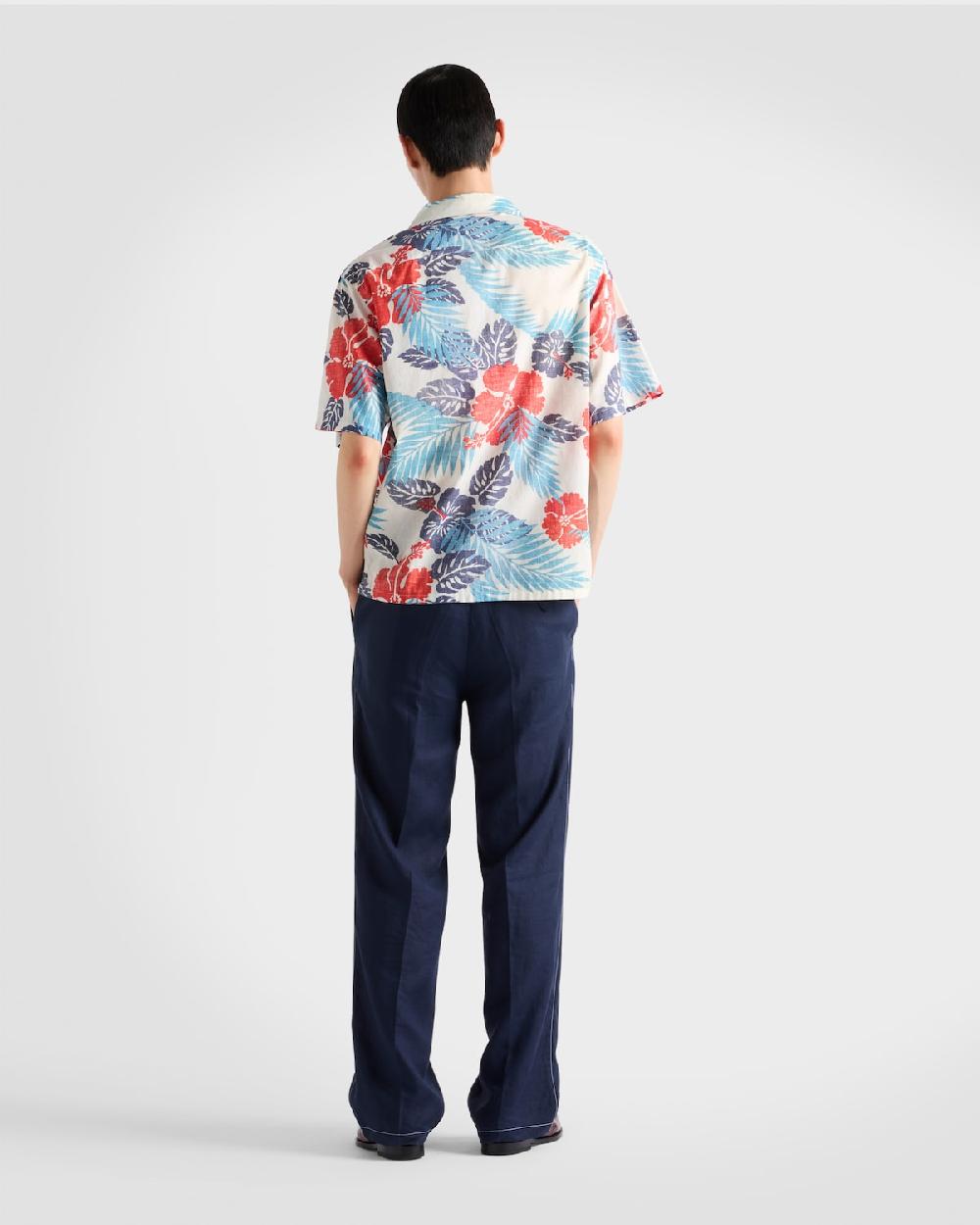 Prada Camisa de bolera en algodón estampado Rebajas top