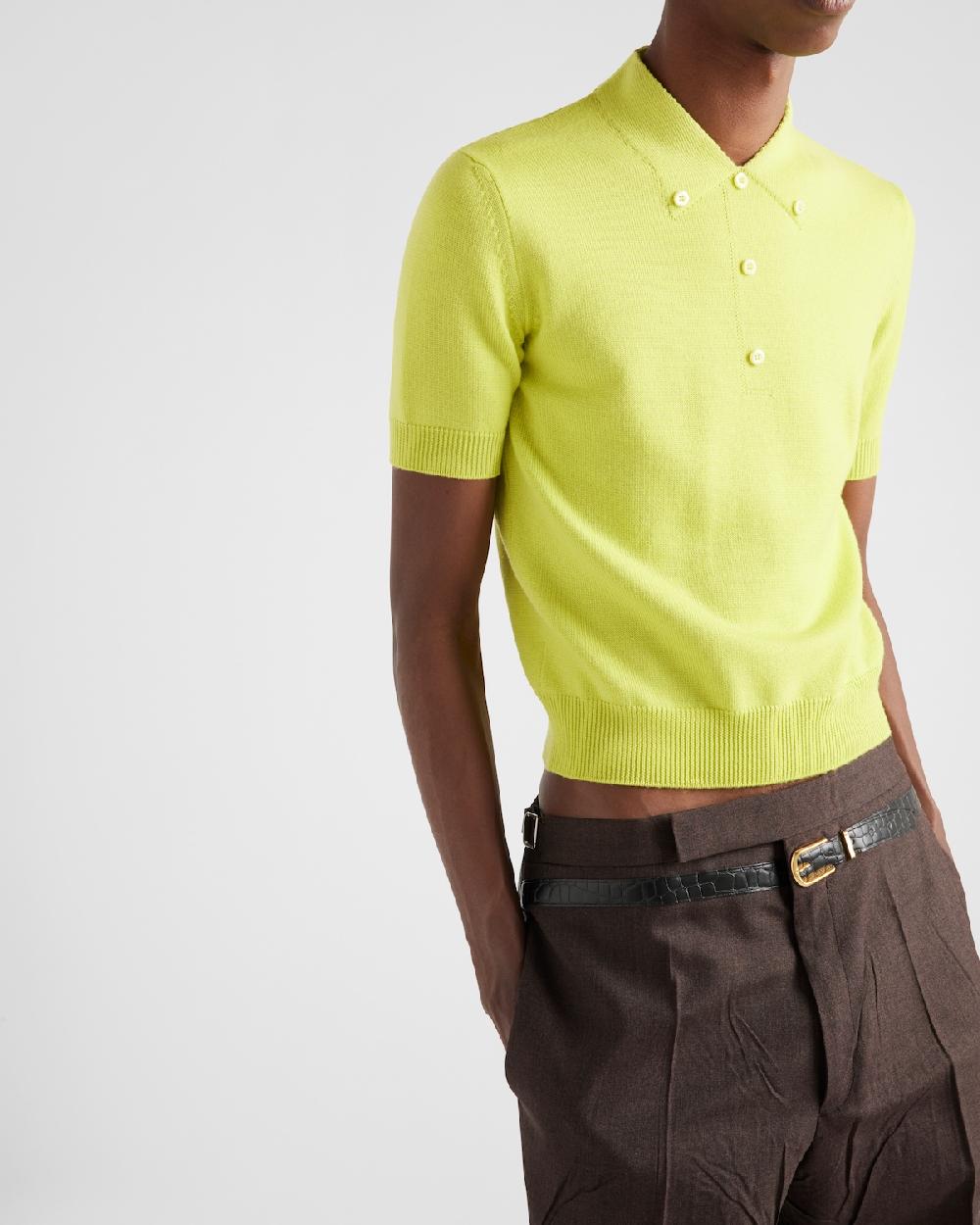 Prada Polo de lana de manga corta Oferta especial de fábrica