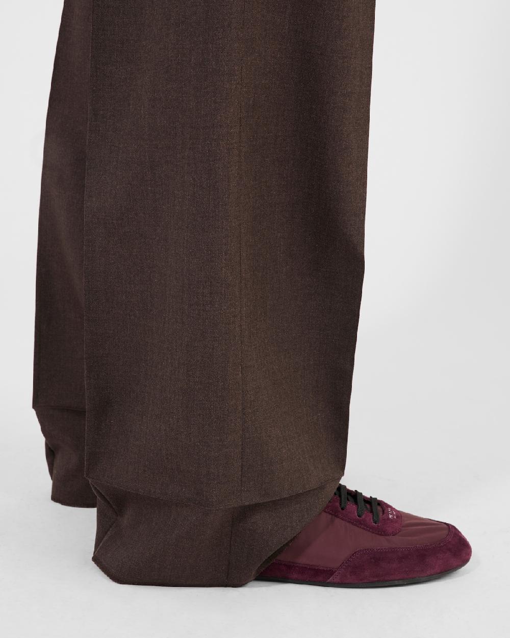 Prada Pantalones de mohair y seda con cinturón estampado Superdescuento