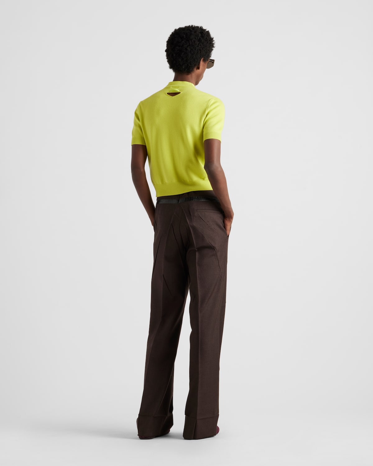 Prada Pantalones de mohair y seda con cinturón estampado Superdescuento