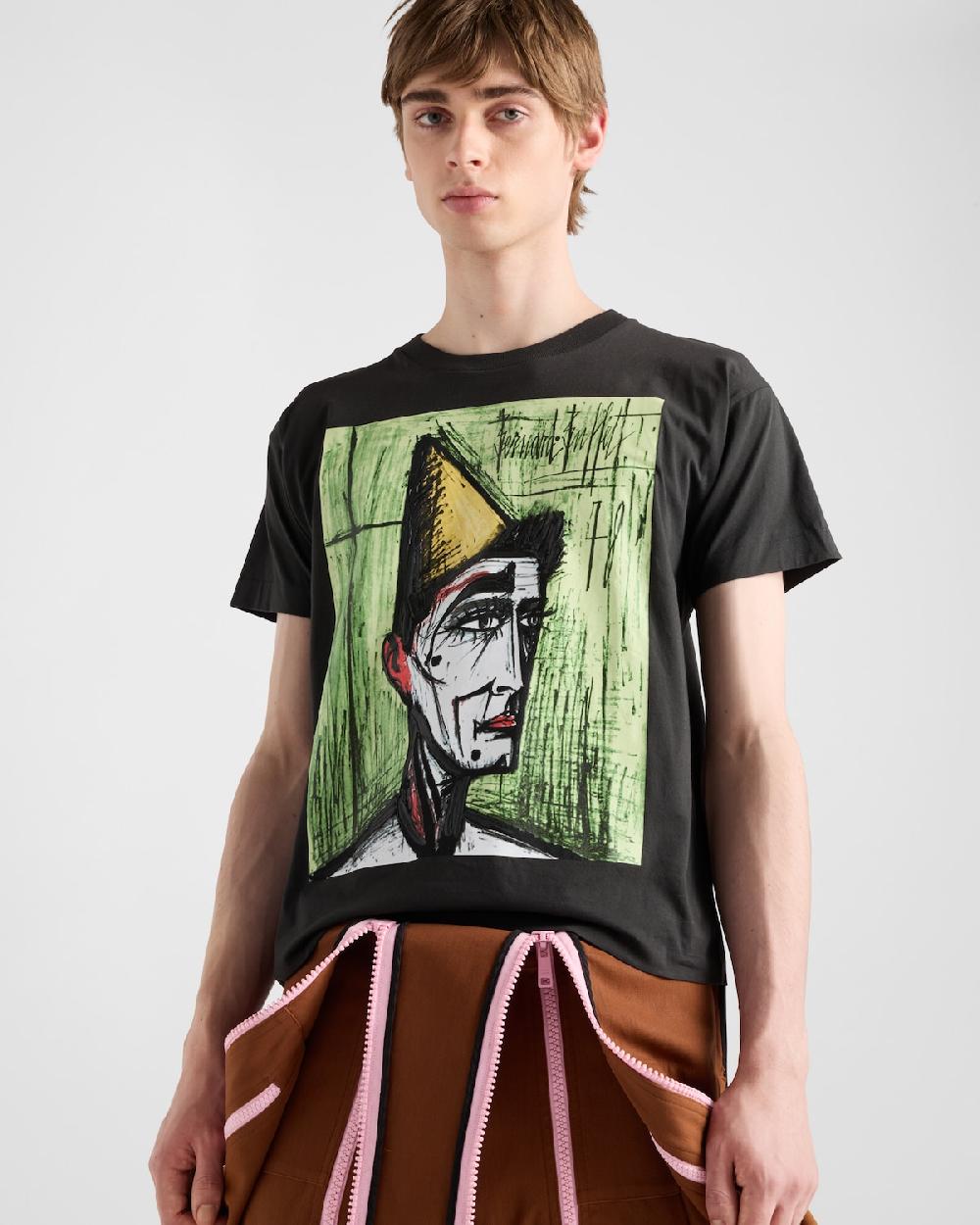 Prada Camiseta de punto estampado Ahorra y exporta