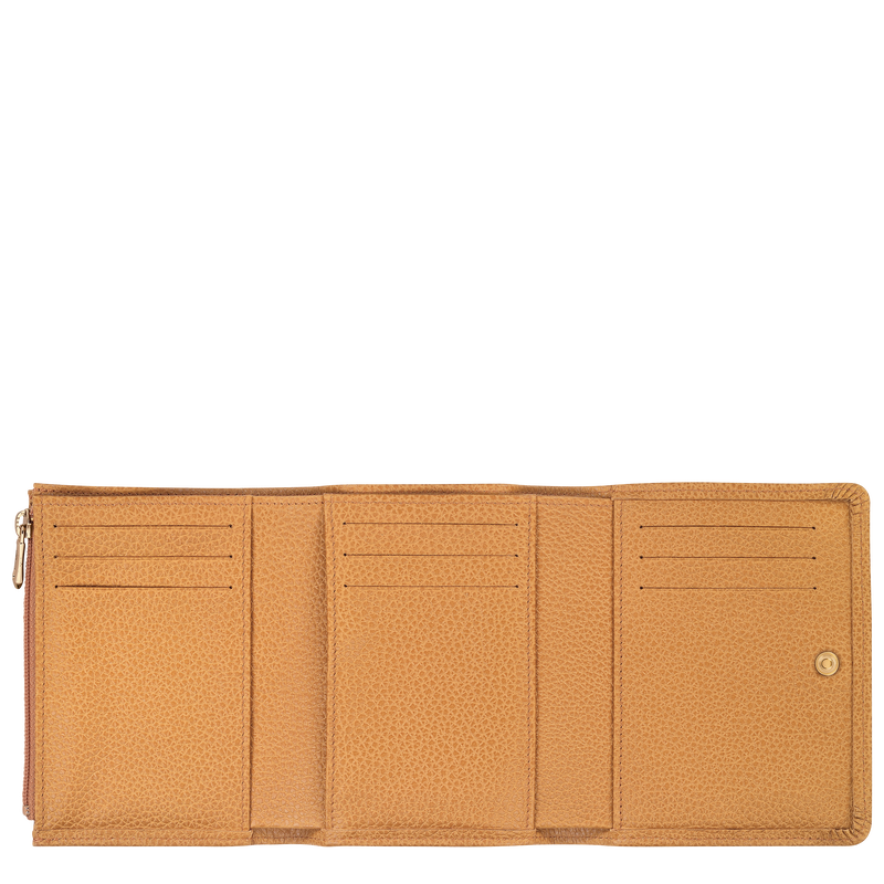Longchamp Le Foulonné Cartera compacta Cuero - Nuez Descuento