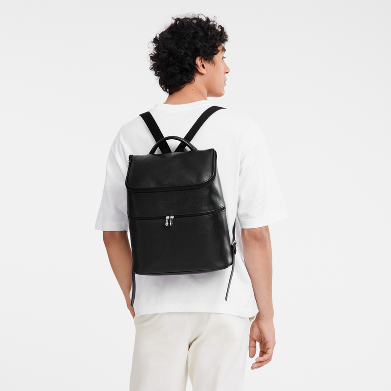Longchamp Le Foulonné Mochila Cuero - Negro Rebajas online