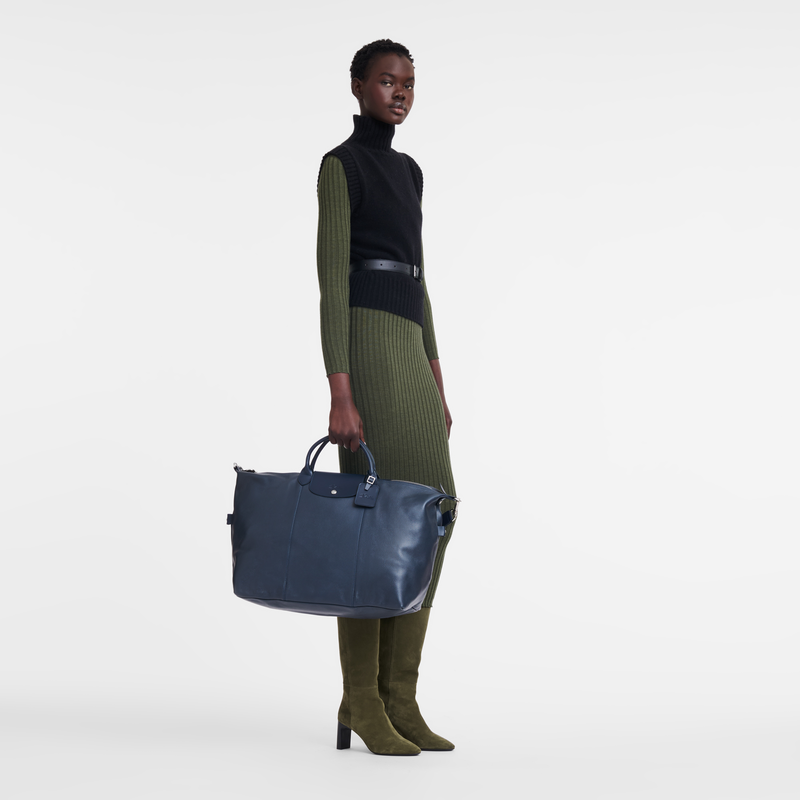Longchamp Le Foulonné Bolsa de viaje L Cuero - Azul Oscuro Ahorra y exporta