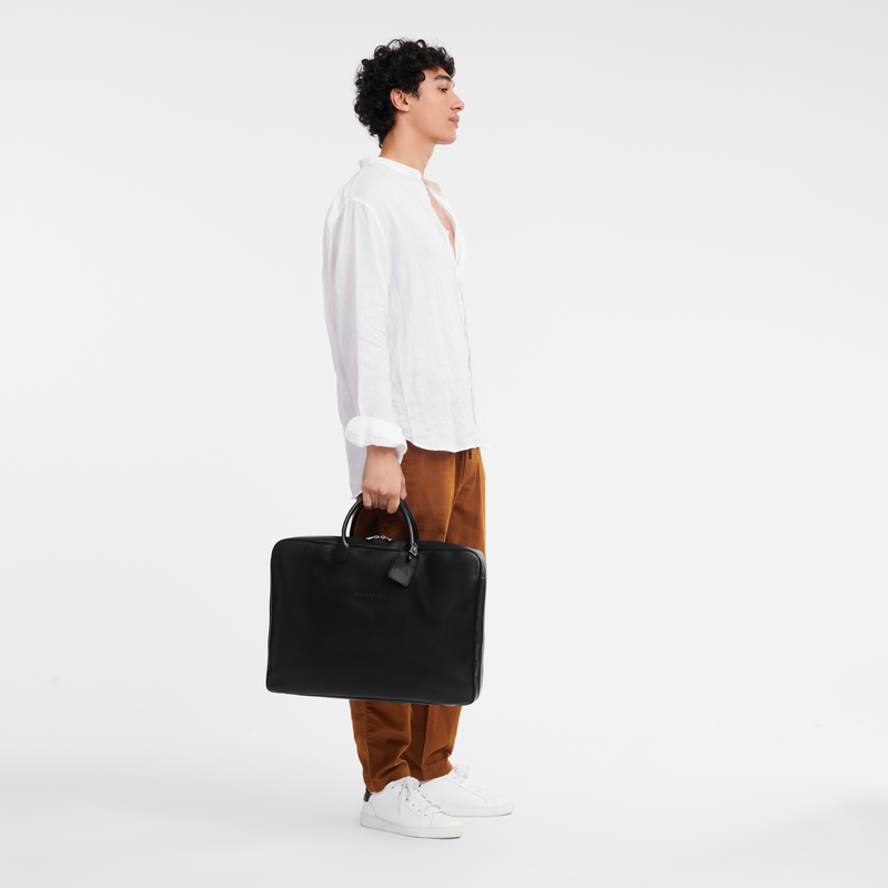 Longchamp Le Foulonné Maleta M Cuero - Negro Oferta exclusiva