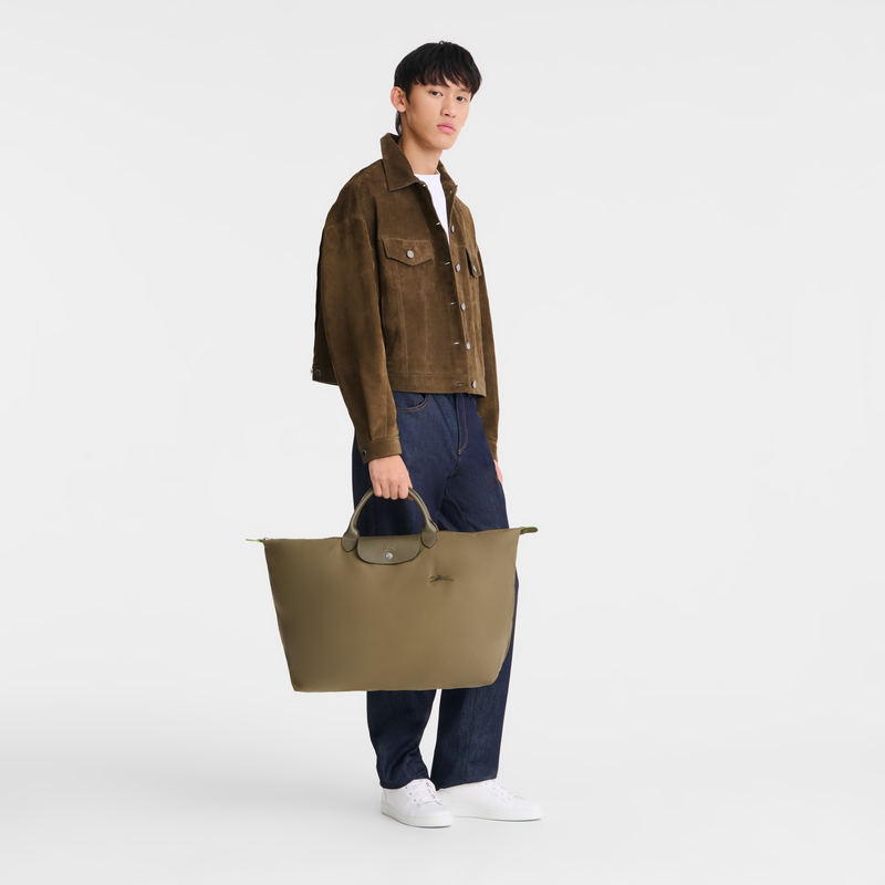 Longchamp Le Pliage Green Bolsa de viaje L Lona reciclada - alcachofa Ofertas de temporada