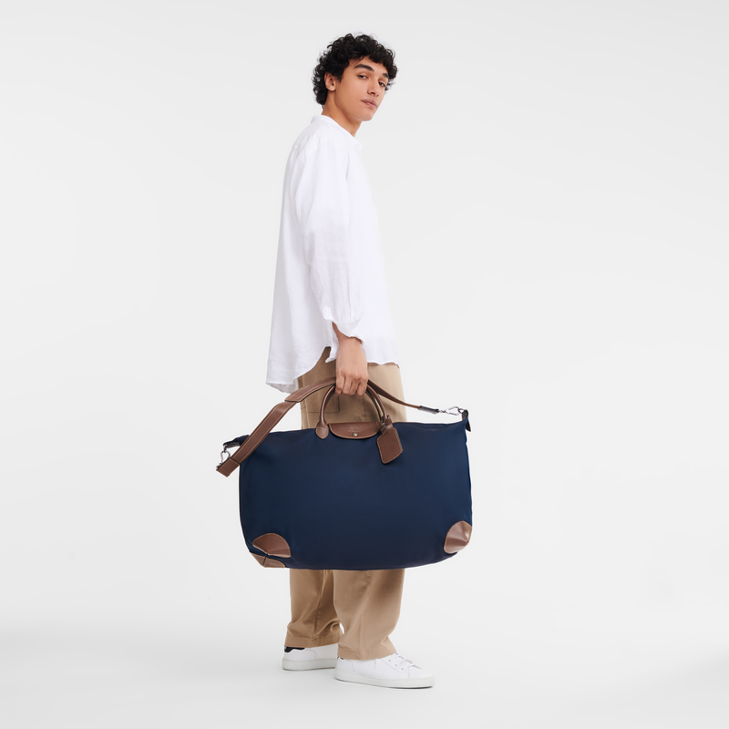 Longchamp Boxford Bolsa de viaje L Lona reciclada - Azul Rebajas de fin de temporada