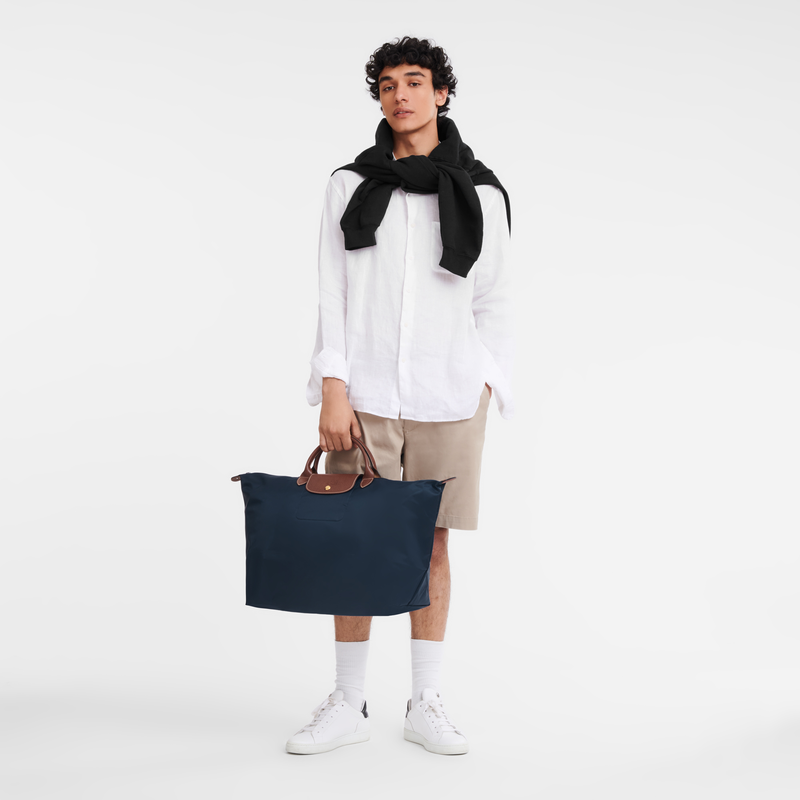 Longchamp Le Pliage Original Bolsa de viaje L Lona reciclada - Azul Marino Outlet