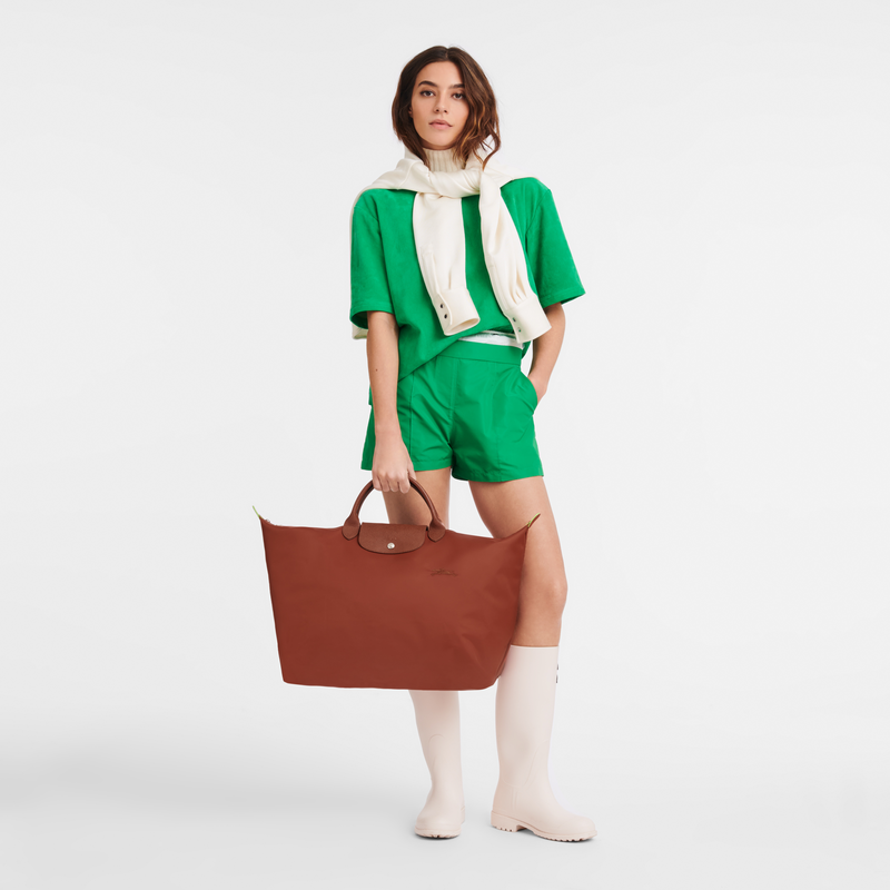 Longchamp Le Pliage Green Bolsa de viaje L Lona reciclada - Castaño Rebajas