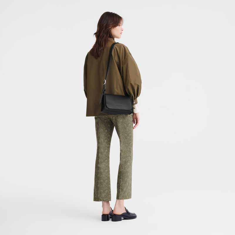 Longchamp Le Foulonné Bolso bandolera M Cuero - Negro Los más vendidos