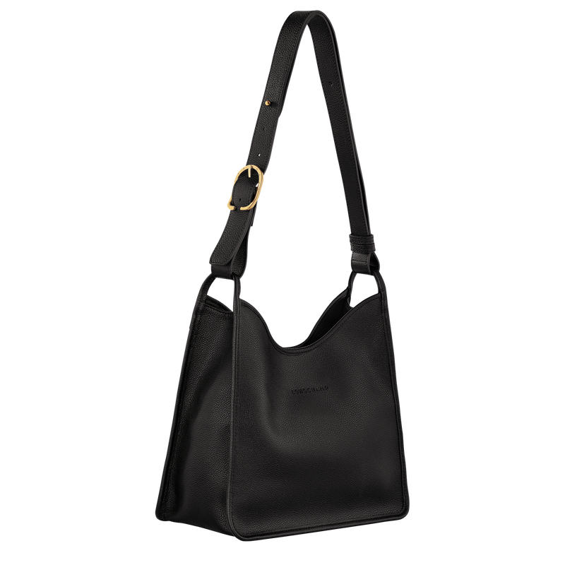 Longchamp Le Foulonné Bolso de hombro M Cuero - Negro Liquidación