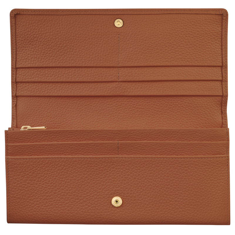 Longchamp Le Foulonné Cartera continental grande Cuero - Caramelo En oferta