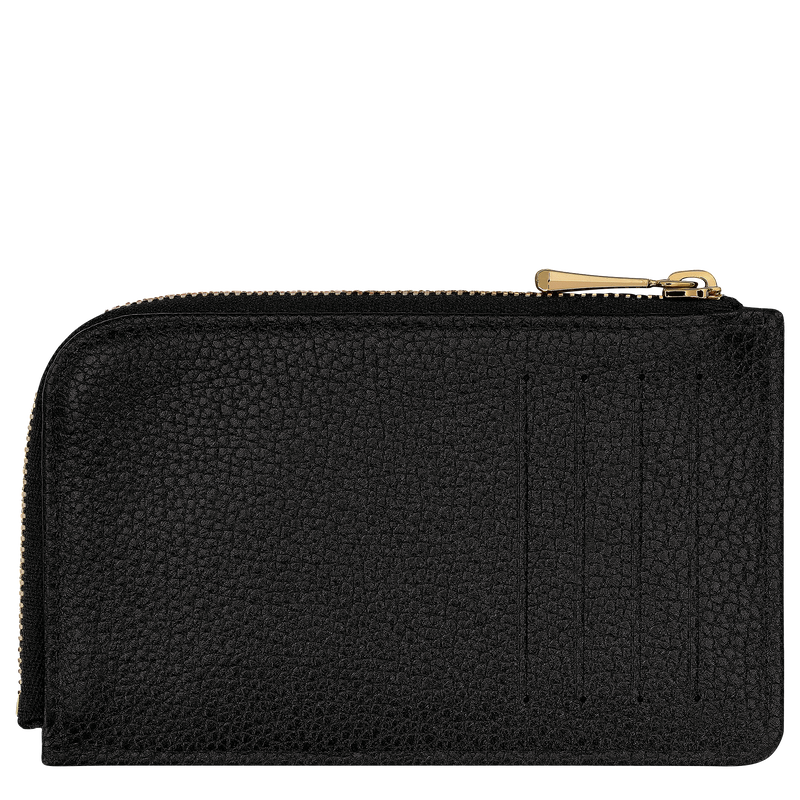 Longchamp Le Foulonné Tarjetero Cuero - Negro Descuento por venta flash