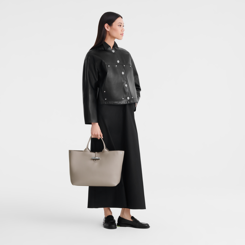 Longchamp Le Roseau Bolso con asa superior L Cuero - Arcilla Rebajas baratas