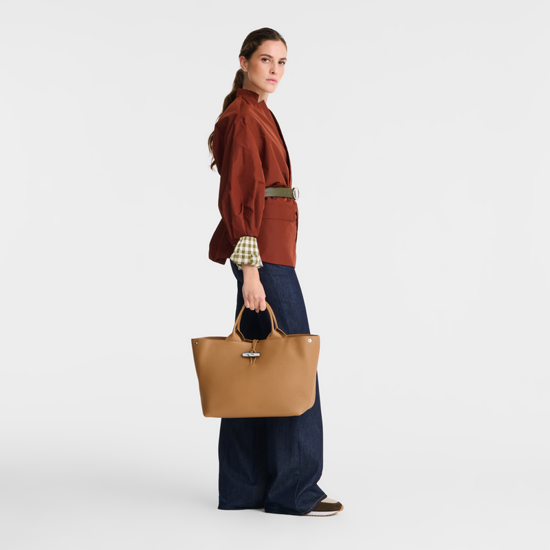 Longchamp Le Roseau Bolso con asa superior L Cuero - Nuez Rebajas de fábrica