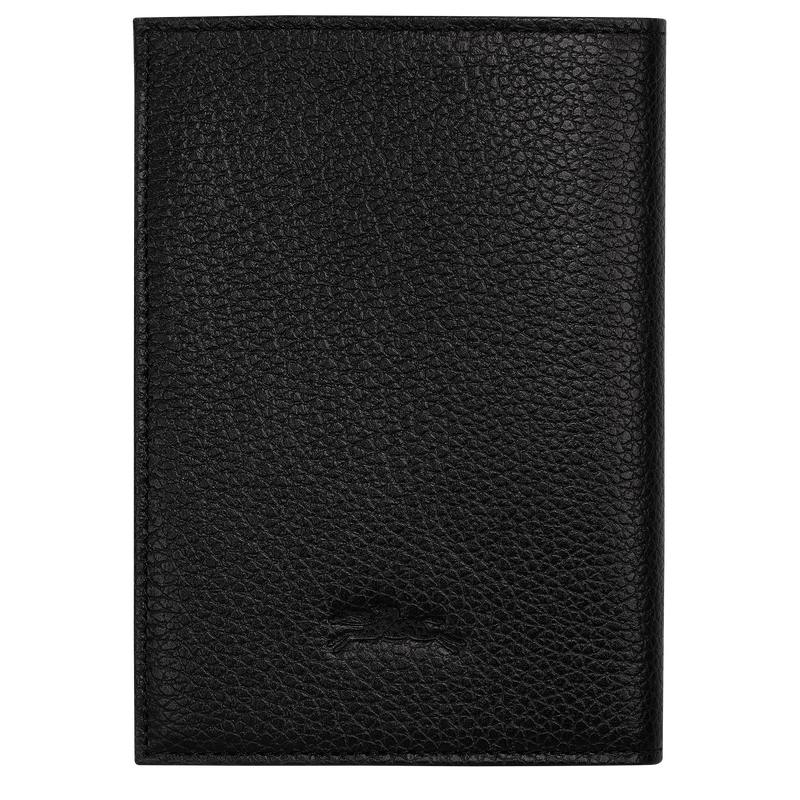 Longchamp Le Foulonné Funda para pasaportes Cuero - Negro Promoción por tiempo limitado
