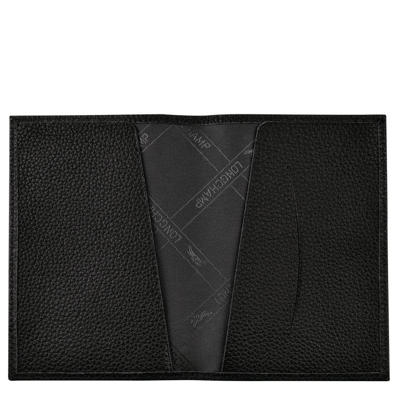 Longchamp Le Foulonné Funda para pasaportes Cuero - Negro Promoción por tiempo limitado