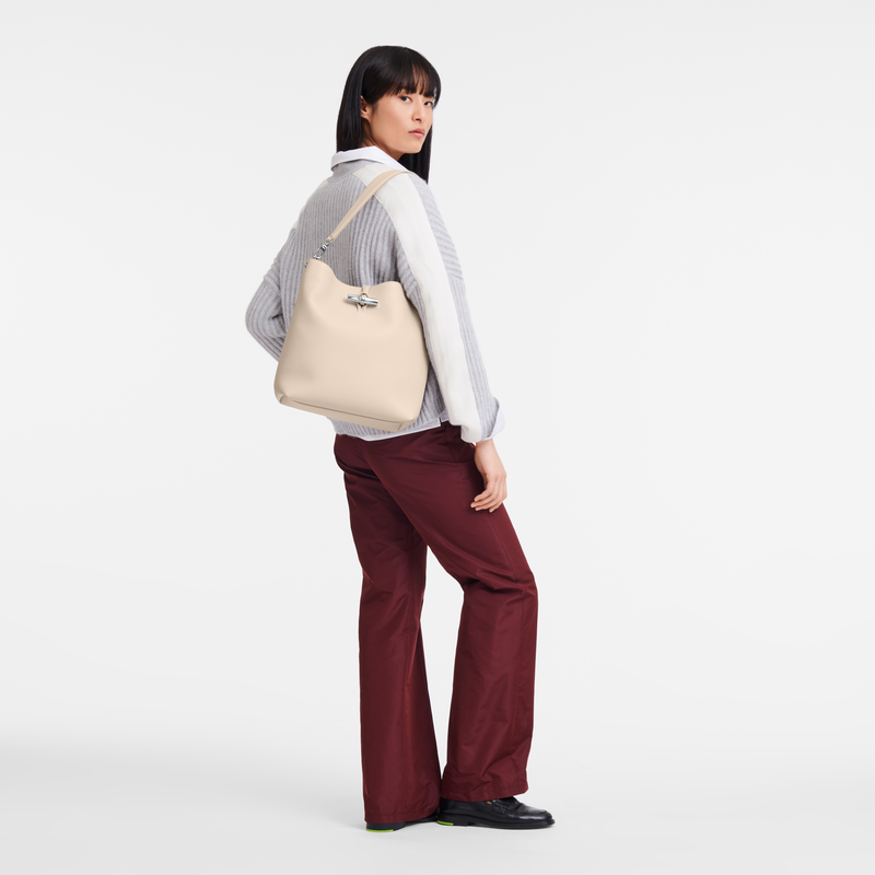 Longchamp Le Roseau Bolso de hombro M Cuero - Papel Precio ultrabajo