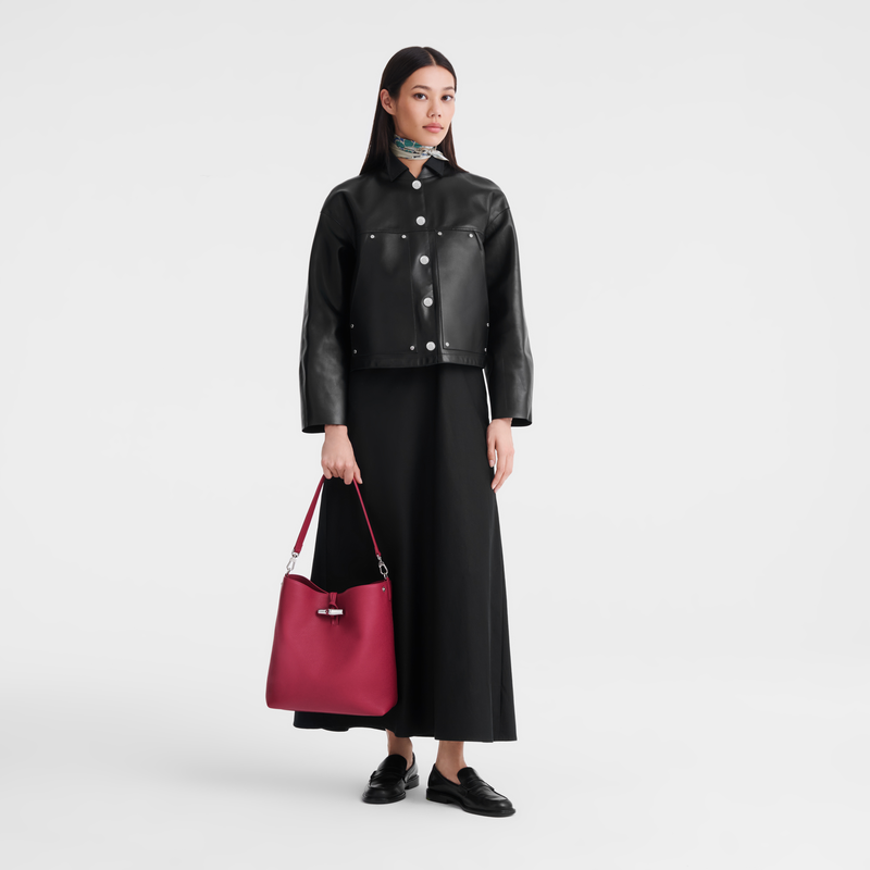 Longchamp Le Roseau Bolso de hombro M Cuero - Remolacha Devoluciones gratuitas